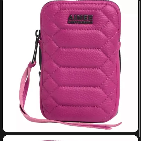 Aimee Kestenberg Handbags - Aimee Kestenberg  Fuchsia Capri Quilted Leather Crossbody Phone Bag